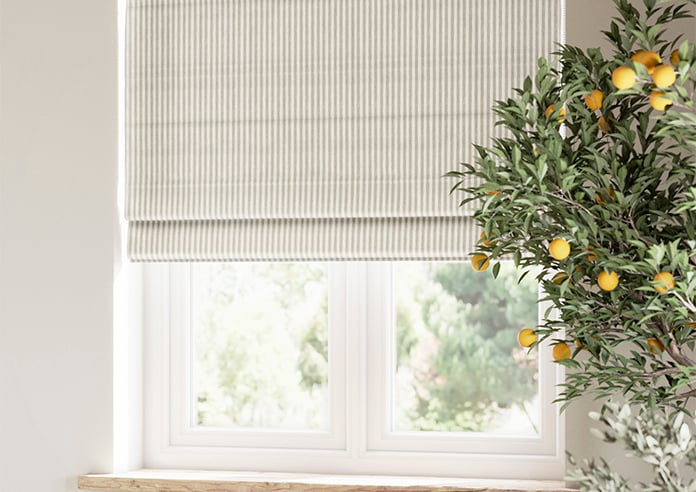 Emily Bond Oscar Stripe, Pebble - Twist&Fit Roman Blind - Image 5